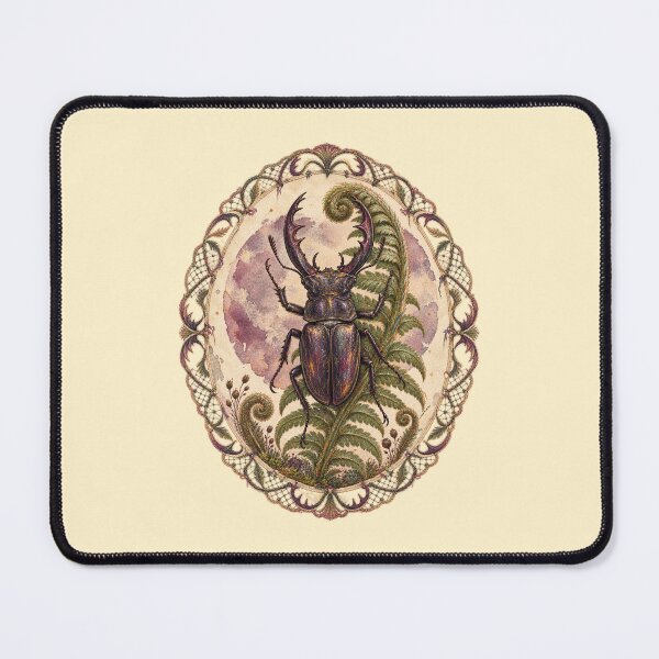 Item preview, Stag Beetle and Moon Fern – Gothic Gouache designed and sold by Noctifolia Field Journal.