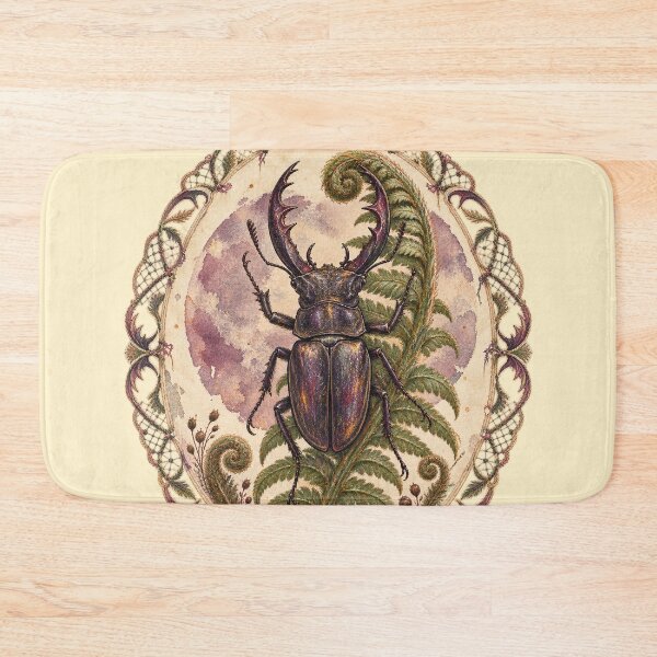 Item preview, Stag Beetle and Moon Fern – Gothic Gouache designed and sold by Noctifolia Field Journal.