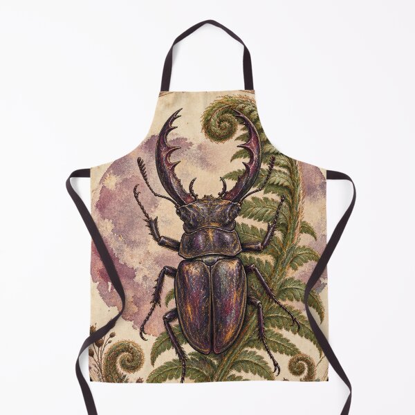 Item preview, Stag Beetle and Moon Fern – Gothic Gouache designed and sold by Noctifolia Field Journal.