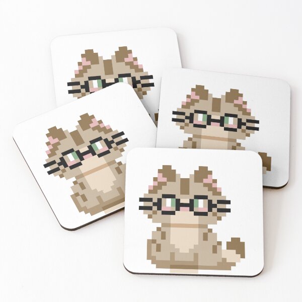 Item preview, Cute Smart Cat with Glasses Pixel Art - Retro 8-Bit Nerd Kitty designed and sold by PixelatedPets.