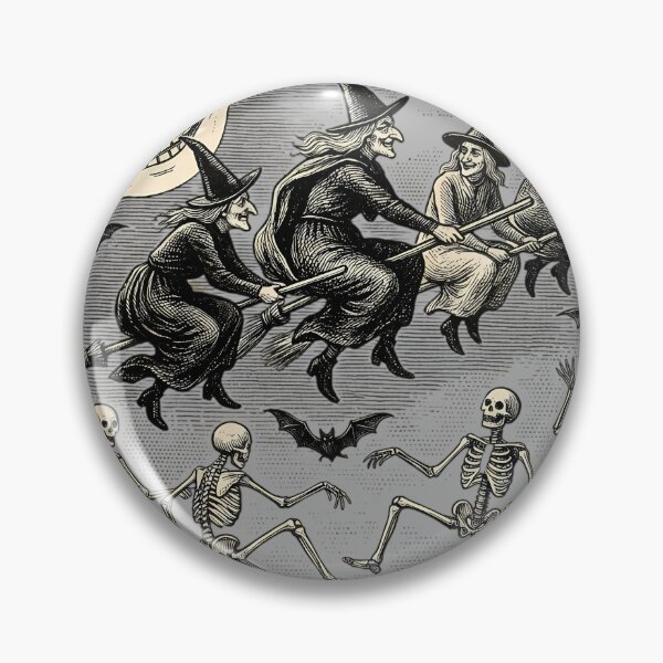 Item preview, Hallowe'en Night Flying Witches Dancing Skeletons designed and sold by DarkOriginArts.