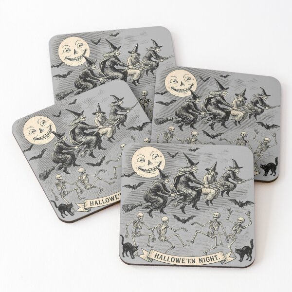 Item preview, Hallowe'en Night Flying Witches Dancing Skeletons designed and sold by DarkOriginArts.
