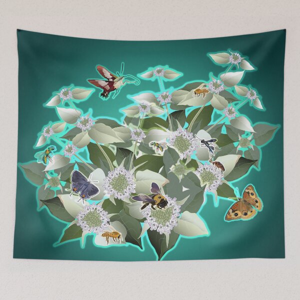 Item preview, Mountain Mint with Honey Bees and Pollinators designed and sold by Jedi-Artist.