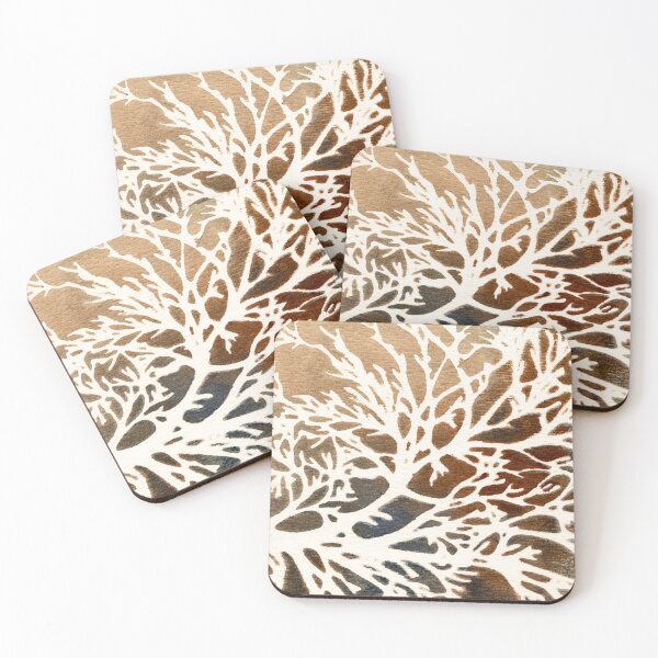 Item preview, White Winter Trees: Earth-Tone Abstract Forest Watercolour designed and sold by ArithraStudio.