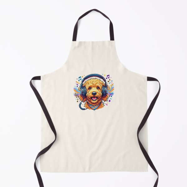 Item preview, Cool Goldendoodle Dog Wearing Headphones Listening to Music Art designed and sold by CreativeArtistL.