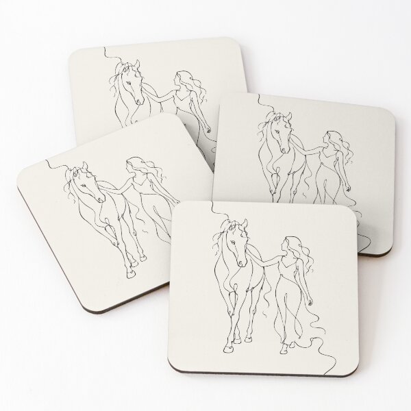 Item preview, Woman and Horse One Line Drawing - Equestrian Art designed and sold by FemmePod.