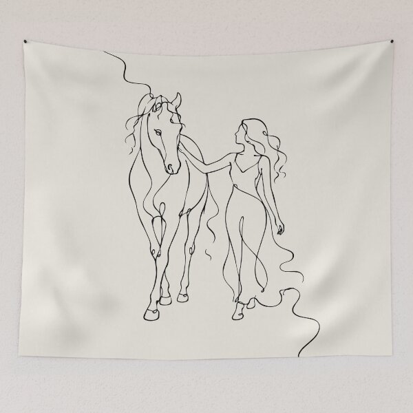 Item preview, Woman and Horse One Line Drawing - Equestrian Art designed and sold by FemmePod.