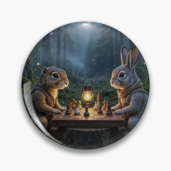 Item preview, Forest Chess Game – Whimsical Squirrel and Rabbit Illustration designed and sold by Dogandesighn.