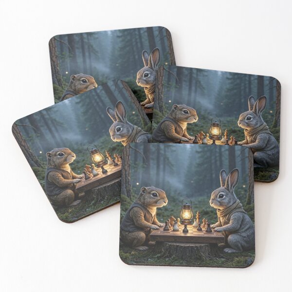 Item preview, Forest Chess Game – Whimsical Squirrel and Rabbit Illustration designed and sold by Dogandesighn.