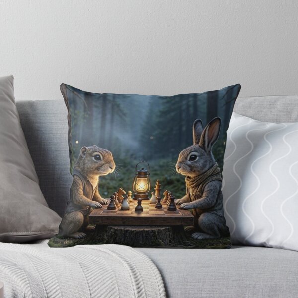 Item preview, Forest Chess Game – Whimsical Squirrel and Rabbit Illustration designed and sold by Dogandesighn.