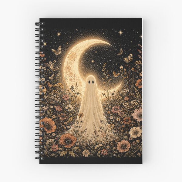 Item preview, Ghost Under the Crescent Moon - Celestial Ghost in a Wildflower Garden designed and sold by SOUFIANE1991.