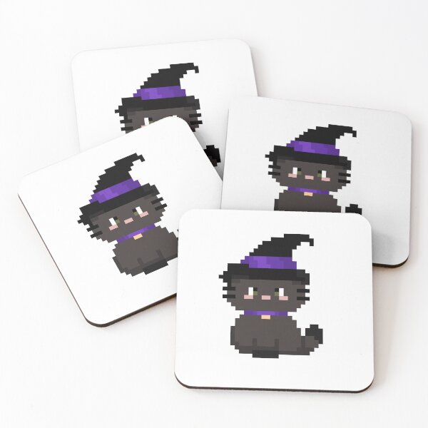 Item preview, Cute Black Cat with Purple Hat Pixel Art - Retro 8-Bit Mysterious Kitty designed and sold by PixelatedPets.