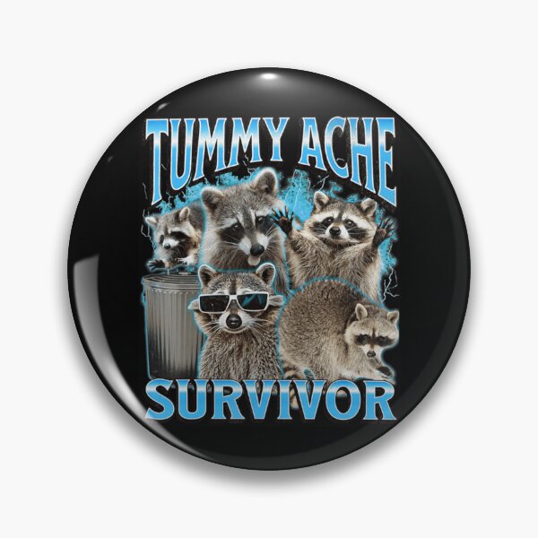 Item preview, TUMMY ACHE SURVIVOR Raccoon Meme Bootleg 90s  designed and sold by aynorsadier.