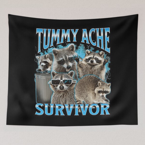 Item preview, TUMMY ACHE SURVIVOR Raccoon Meme Bootleg 90s  designed and sold by aynorsadier.