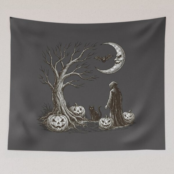 Item preview, Hooded Reaper Creepy Moon Vintage Gothic designed and sold by DarkOriginArts.