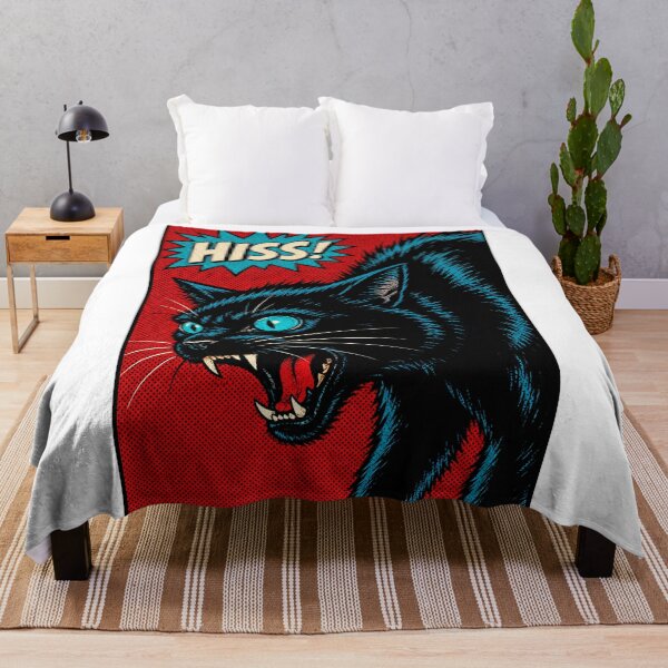Item preview, Retro Pop Art HISS! Black Cat – Vintage Halloween Horror Comic Book Art designed and sold by WolfmanProphecy.