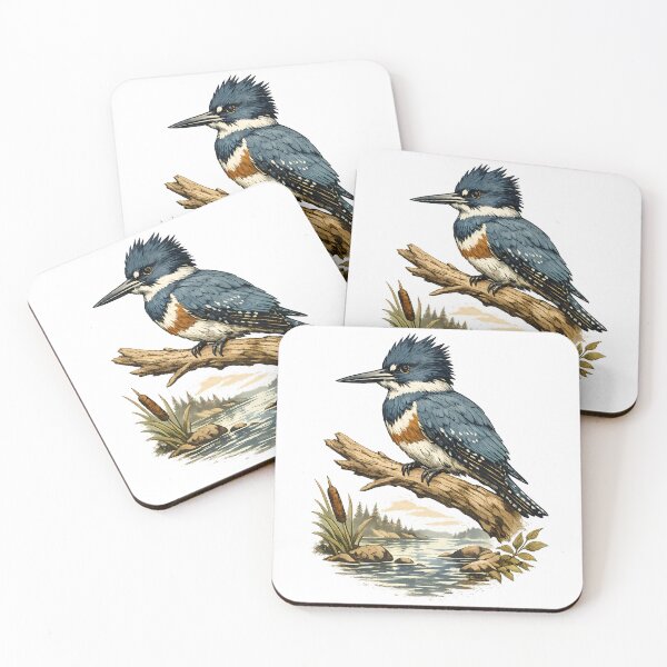 Item preview, A collared kingfisher landed on the river. designed and sold by Daily Quirk.