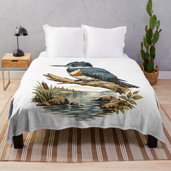 Item preview, A collared kingfisher landed on the river. designed and sold by Daily Quirk.