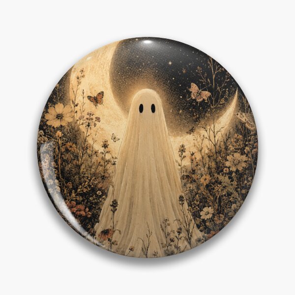 Item preview, Ghost Under the Crescent Moon - Celestial Ghost in a Wildflower Garden designed and sold by SOUFIANE1991.
