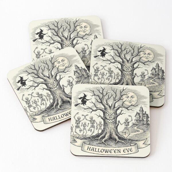 Item preview, Hallowe'en Eve Haunted Tree Dancing Skeletons designed and sold by DarkOriginArts.