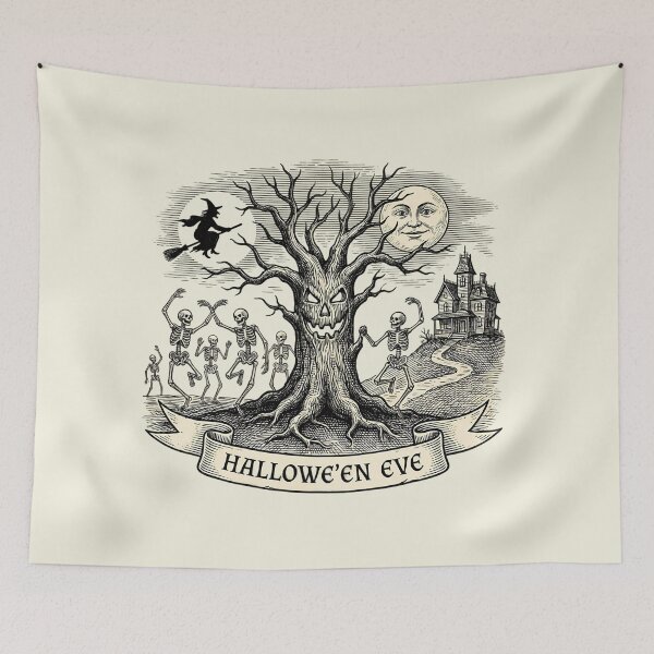 Item preview, Hallowe'en Eve Haunted Tree Dancing Skeletons designed and sold by DarkOriginArts.