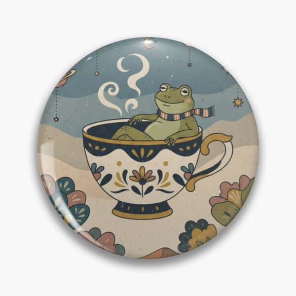 Item preview, Cozy Frog in Teacup – Whimsical Night Sky Illustration designed and sold by Dogandesighn.