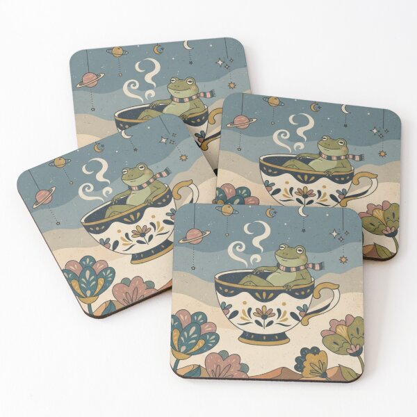Item preview, Cozy Frog in Teacup – Whimsical Night Sky Illustration designed and sold by Dogandesighn.