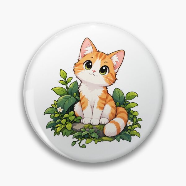 Item preview, A cat is sitting on a stone among plants. designed and sold by Designfs.