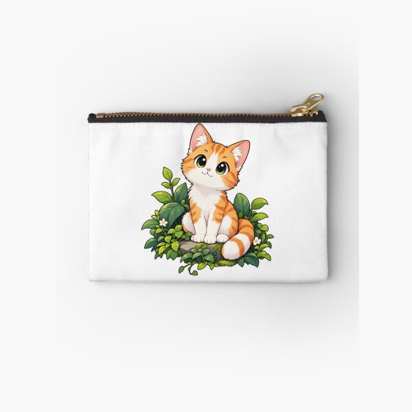 Item preview, A cat is sitting on a stone among plants. designed and sold by Designfs.