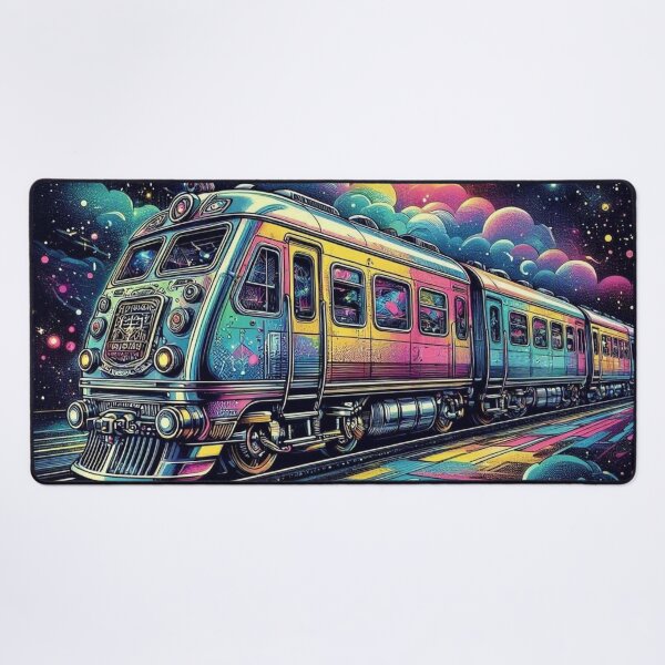 Item preview, Cosmic Train Journey – Surreal Futuristic Illustration designed and sold by Dogandesighn.
