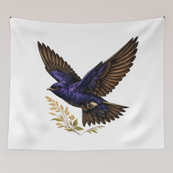 Item preview, Purple swallow in elegant flight designed and sold by Daily Quirk.