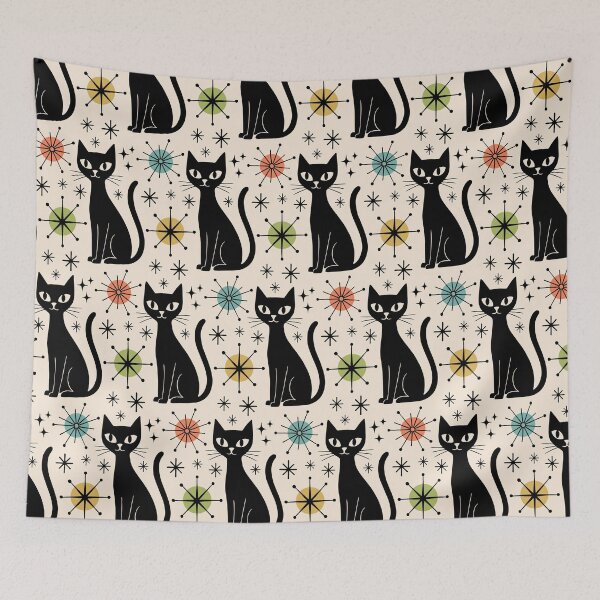 Item preview, Retro Vintage Atomic 1950s Cat Pattern designed and sold by tonymagnerart.