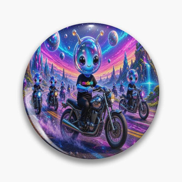 Item preview, Cosmic Bikers - Cute Alien Motorcycle Club "medanix" designed and sold by Breezes-of-Ida.