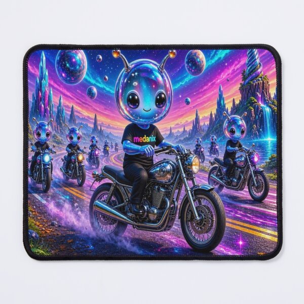 Item preview, Cosmic Bikers - Cute Alien Motorcycle Club "medanix" designed and sold by Breezes-of-Ida.