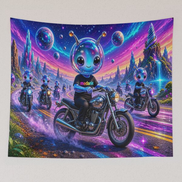 Item preview, Cosmic Bikers - Cute Alien Motorcycle Club "medanix" designed and sold by Breezes-of-Ida.