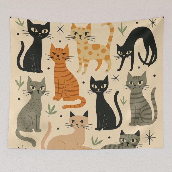 Item preview, Retro Vintage 1950s Cat Pattern designed and sold by tonymagnerart.