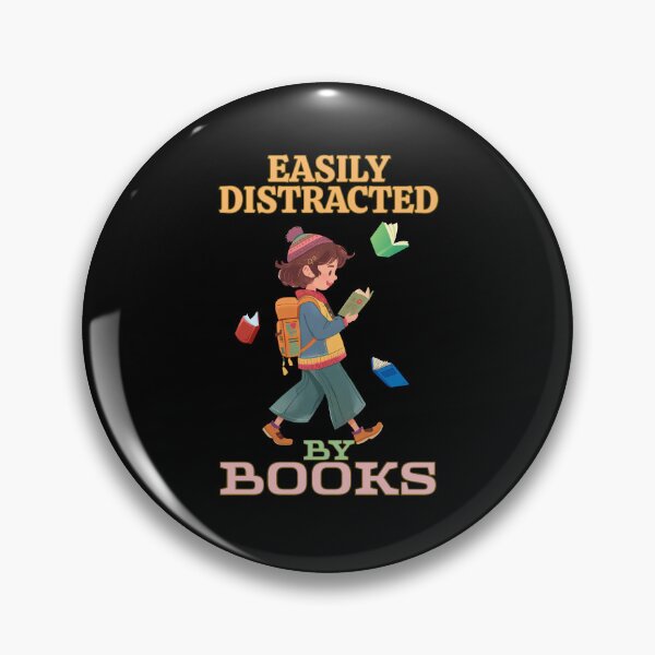 Item preview, Easily Distracted By Books – Cute Bookworm Reader designed and sold by Bawek85Designs.