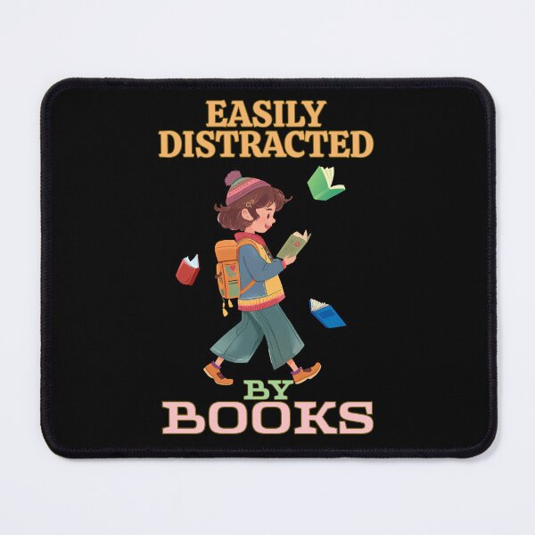 Item preview, Easily Distracted By Books – Cute Bookworm Reader designed and sold by Bawek85Designs.