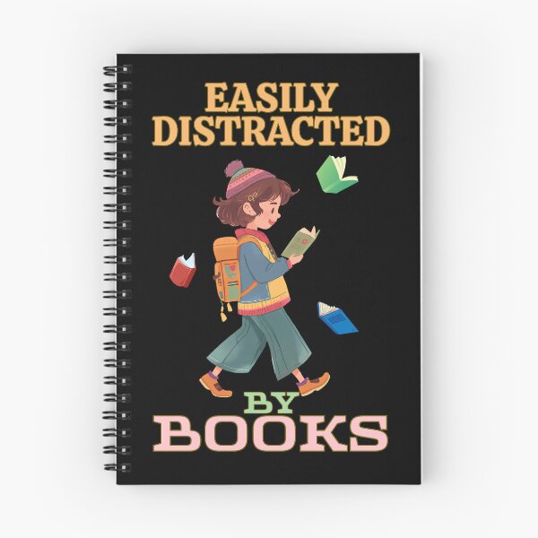 Item preview, Easily Distracted By Books – Cute Bookworm Reader designed and sold by Bawek85Designs.