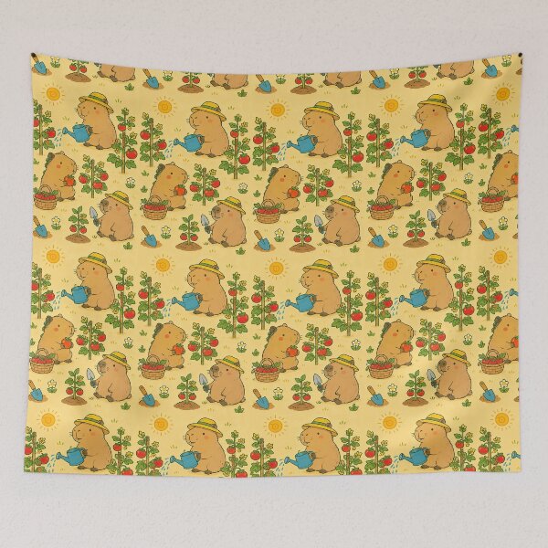 Item preview, Capybara Tomato Garden Pattern designed and sold by Soft Berry Studio.