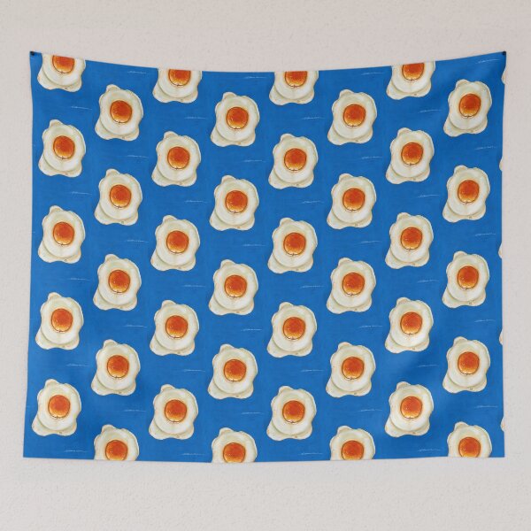 Item preview, Fried Egg Still Life: Blue Watercolour and Gouache Study designed and sold by ArithraStudio.