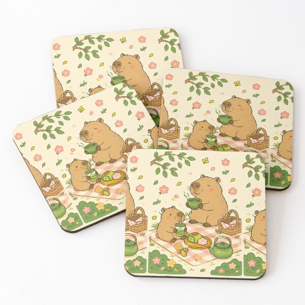 Item preview, Capybara Matcha Picnic Pattern designed and sold by Soft Berry Studio.