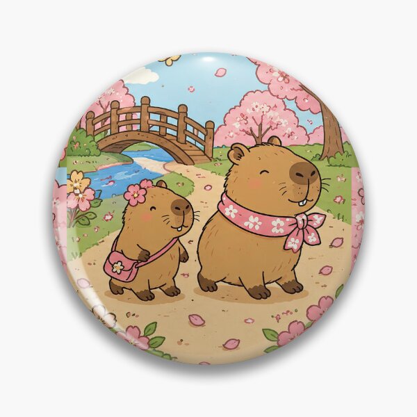 Item preview, Capybara Cherry Blossom Walk Pattern designed and sold by Soft Berry Studio.