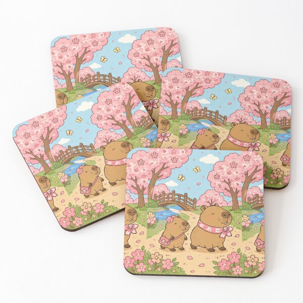 Item preview, Capybara Cherry Blossom Walk Pattern designed and sold by Soft Berry Studio.