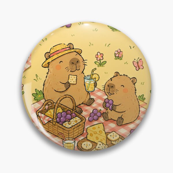 Item preview, Capybara Cheese Picnic Pattern designed and sold by Soft Berry Studio.