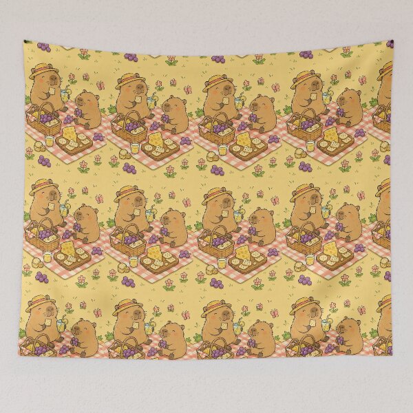 Item preview, Capybara Cheese Picnic Pattern designed and sold by Soft Berry Studio.