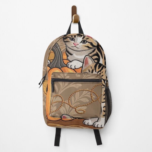 Item preview, Cute Tabby Kittens With Pumpkin Vintage Autumn Art designed and sold by DailySparks.