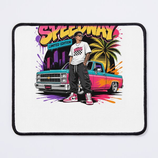 Item preview, Retro Street Racing Pickup Truck – Neon Summer Speedway Streetwear designed and sold by PrintWavePro.