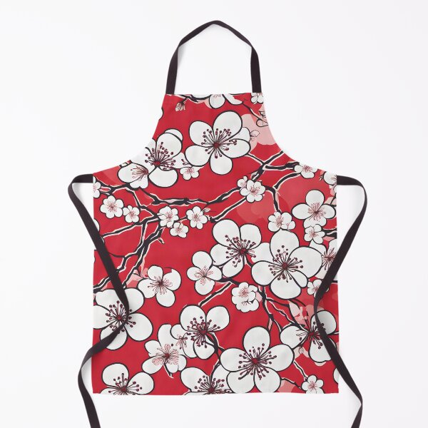 Item preview, Hand-drawn White-on-red Abstract Cherry Blossom Pattern designed and sold by DesignedOutside.