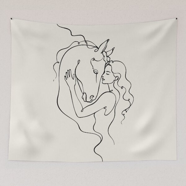 Item preview, Woman and Horse Head One Line Drawing designed and sold by FemmePod.
